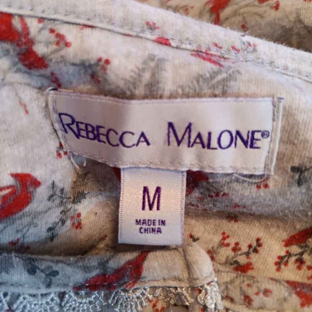 Rebecca Malone Cardinal Flannel Nightgown-Medium-Long Sleeve-Ruffle Yoke-Modest - Picture 8 of 9
